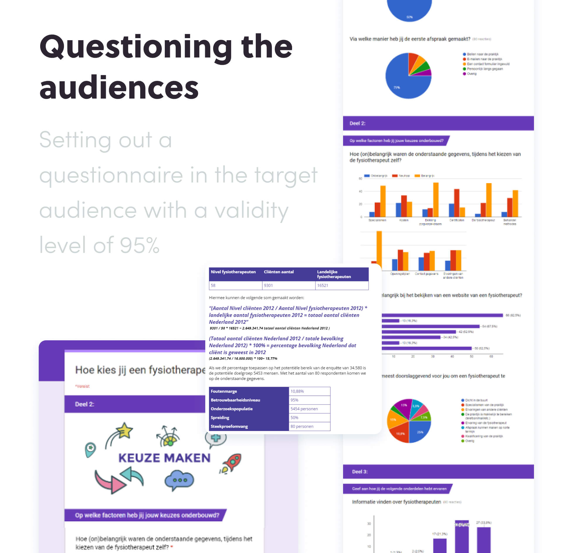 3. Interviewing Presentation slide showing audience research with graphics and charts on questionnaire validity for target audience analysis.